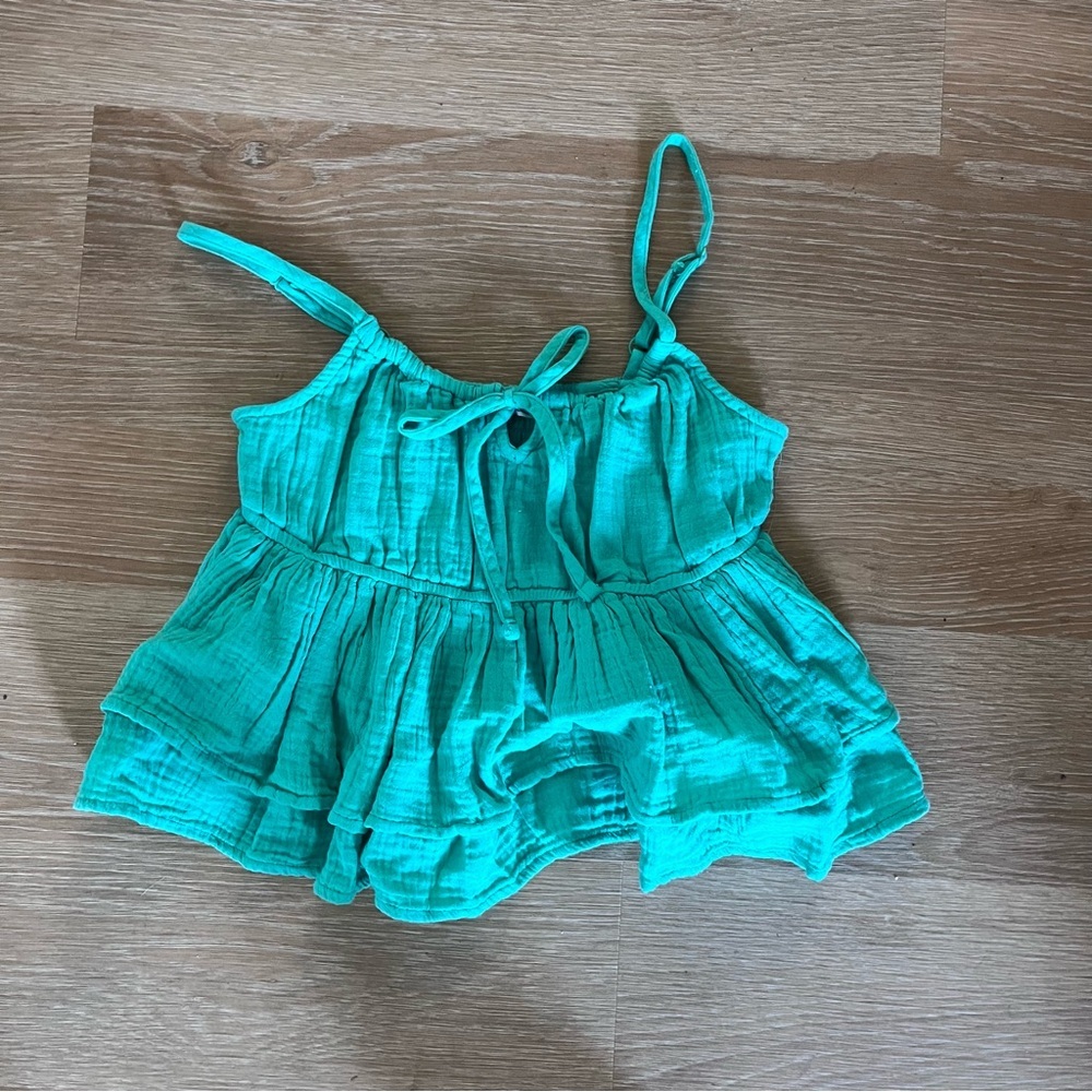 Arizona Jean Company Teal Green Sleeveless Babydoll Tank Top